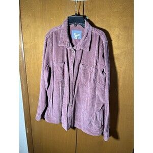 L.L. Bean Womens Pink Corduroy Long Sleeve Button Shirt Jacket Pockets Size XL